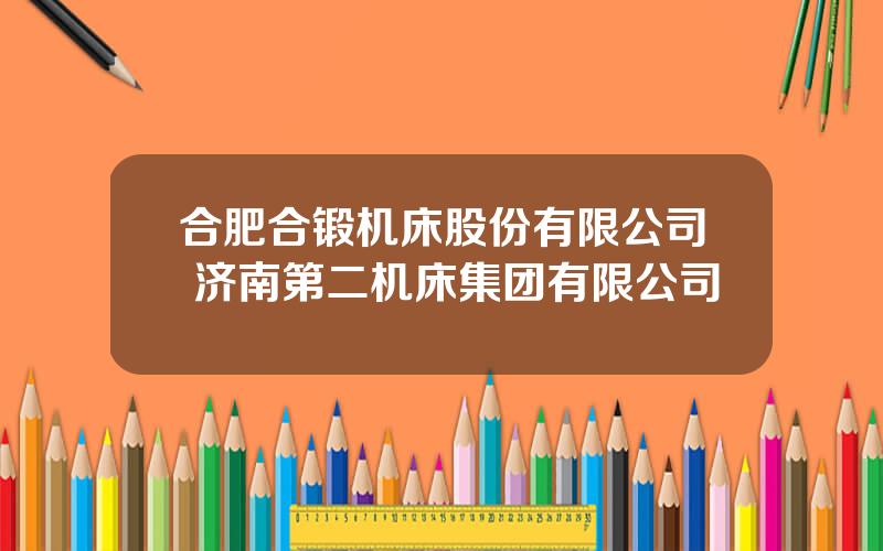 合肥合锻机床股份有限公司 济南第二机床集团有限公司